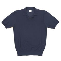 eleventy イレブンティ メンズ ポロシャツ / コットンメッシュ スキッパーカラー ニットポロシャツ ネイビー / 42530002 イタリア 春 夏