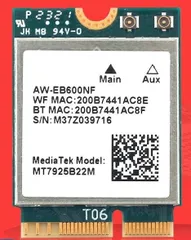 MediaTek MT7925 802.11BE WiFi7拡張カード Bluetooth5.4 無線LANカード 簡易パッケージのサムネイル
