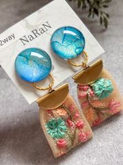 546≫アルコールインクアート【nara】2wayインド刺繍リボンタッセルイヤリング