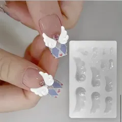 No.207【新品】ネイルパーツ用 ミニ シリコンモールド 天使の羽 雲 ハート / 3D レジン ネイルアート