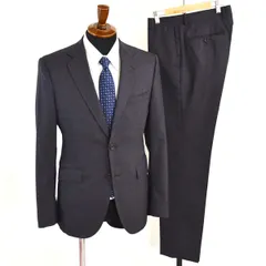 麻布テーラー 2つボタン シングルスーツ M Y5 ダークグレー ノータック 極 定番 人気 通勤 営業 O183-ZA11 合物 春秋 肩幅狭め  4XH041 【送料無料】【中古】【メンズビジネス】202408