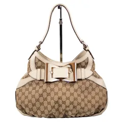 【GUCCI 】グッチ クイーンホーボー ワンショルダーバッグ ハンドバッグ 189885 GGキャンバス ベージュ クリーム レディース 【中古】 USED-AB 【9356】