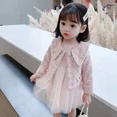 女の子 ツイードスーツ チェック柄　入学式　卒業式 ワンピース 2点セット