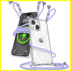 【在庫わずか】ショルダー MagSafe対応 クリア iPhone15 スマホケース 携帯ストラップ マグセーフ対応 ケース アイフォン15 カバー 肩掛け 斜めかけ 用 縄掛けケース 透明 TPU 携帯ケース 15 紐付き 織りストラップ付き 長さ調整可能
