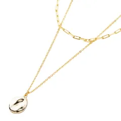 【ゴールド×ワンサイズ】[Cream dot. クリームドット公式] ネックレス レディース 2点セット 金属アレルギー ニッケルフリー ショート オーバルチェーン レオンチェーン コイン アジャスター 二連 重ねづけ 4way 取り外し 大人 