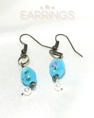 水色ガラスビーズ　フックピアス