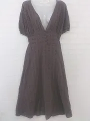 ◇ w closet ダブルクローゼット 刺繍 半袖 ロング ワンピース サイズF ブラウン レディース P  【中古】 【1209210006836】