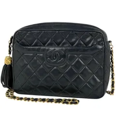 シャネル CHANEL ココマーク フリンジ チェーン ショルダーバッグ マトラッセ タッセル ショルダーバッグ レザー ブラック レディース 【中古】