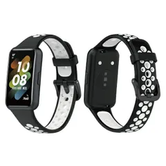 [ブラック×ホワイト] Huawei Band 7 バンド Huawei Band 7 ベルト Huawei Band7 シリコン ファーウェイ バンド 7 バンド ファーウェイ バンド 7 ベルト ファーウェイ バンド7 アクセサリー 交換バンド 交換ベルトのサムネイル