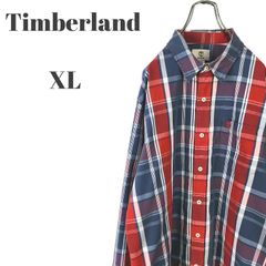 Timberland ティンバーランド 長袖シャツ 刺繍ロゴ 胸ポケット レッド系 他 メンズ XL サイズ