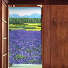 【MINIBOX のれん制作工房 正規販売店舗】【匿名配送 ネコポス 全国送料無料】のれん「ラベンダー畑」85x150cm【日本製】スタジオジブリ 家紋 トトロ 千と千尋の神隠し 風景 景色 和柄 和風目隠し