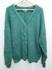 ◇ MONO-MART モノマート シンプル ビックシルエット 長袖 ニット カーディガン サイズM グリーン レディース メンズ P  【1407260005858】