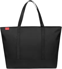 Elixio エリクシオ トートバッグ メンズ かばん 肩掛け ブラック 黒 カバン ビジネス 通勤 仕事 通学 大容量 軽い 丈夫 無地 シンプル A4 旅行 カジュアル おしゃれ(ブラック,  横50cm 縦34cm マチ14cm)