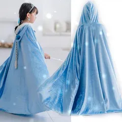 アナと雪の女王　エルサロングマント　厚手　防寒用　暖かい　エルサハロウィン仮装　イベント衣装　ブルーマント　クリスマスプリンセス　お誕生日プリンセス　女の子