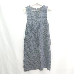 ◇ ⊂ ROPE PICNIC vネック チェック柄 スリット加工 ロング丈 ワンピース サイズ40 ネイビー系 レディース E  【1412090029356】