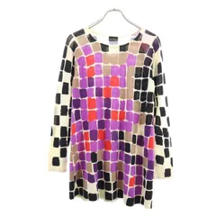 マリメッコ ウール100％ 総柄 長袖 ニット ワンピース S パープル系 marimekko レディース 古着 【231104】