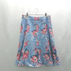 ◇ Θ Laura Ashley ローラ アシュレイ 花柄 ひざ丈 フレア スカート サイズ 表記なし ブルー系 レディース E  【1501160040183】