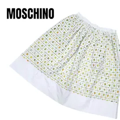 MOSCHINO★モスキーノ フレア スカート ラブモスキーノ 膝丈フレアスカート ホワイト サイズM*RC195