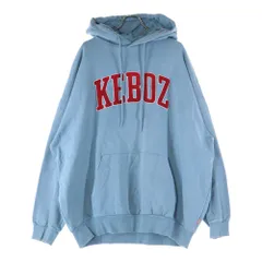 KEBOZ (ケボズ) センターロゴパッチ フーデットスウェットパーカー ブルー/レッド