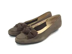 Salvatore Ferragamo フェラガモ ヌバック リボン ヒール パンプス  表記サイズ 4 (約21.5cm) 靴 シューズ ブラウン系 DJ5067