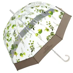 【数量限定】女性 可愛い おしゃれ 通勤 ドーム型 フォトジェニック 通学 大きい レディース 65cm お花 長傘 雨傘 花柄 ブラウン プラスティック PLV-012-001 [plantica×Wpc.]フラワーアンブレラ ビニール傘