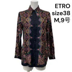 ◆ エトロ Etro ブラウス シャツ ペイズリー柄 長袖 黒 ブラック シルク100％ レディース 38 M 9号 S5V027