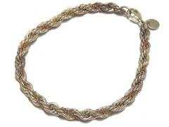 美品 TIFFANY ティファニー ツイストチェーン ブレスレット ☆ シルバー925 × 750 K18YG レディース ヴィンテージ 約14g ▼7E
