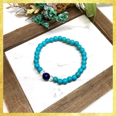 ブルータイガーアイ &ターコイズ ブレスレット パワーストーン   8mm×6mm / メンズ レディース 男性 女性 お守り ハンドメイド ★
