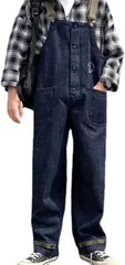 CLeDeL（クレーデル） オーバーオールデニムパンツ メンズ アメカジ 海軍 サロペット つなぎ 作業服 ワークパンツ デッキパンツ ゆったり おしゃれ アウトドア ビンテージテイスト Mサイズ(M)