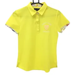【超美品】23区ゴルフ 半袖ポロシャツ イエロー 襟裏・袖口花柄 レディース I(M) ゴルフウェア 23区