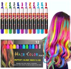 ヘアチョークペン、12色セット、染毛剤用の一時的な髪の色、女の子には素晴らしい誕生日クリスマスプレゼント (12色)