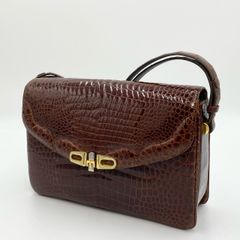 Cf10 《美品》 シャイニングクロコ ターンロック ショルダーバッグ  