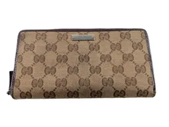 GUCCI グッチ 長財布 キャンバス ブラウン 307980 ラウンドファスナー 管理mma240