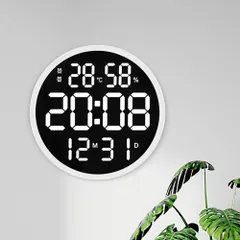 Color:ホワイト YANGLIU LED壁掛け時計 温度計湿度計 自動感応夜光 ルミナスデジタル 静音 リモコン付き 壁掛け時計 省エネ 照明 多機能 寝室/リビングルーム/浴室用 (White)