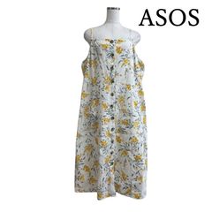 ASOS　レディース　大きいサイズ　キャミワンピース　ブーケプリント　イエロー　UK20 EU48 US16