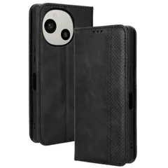 AQUOS R10 / R9 ケース 手帳 SH-51F SH-51E チェック柄 合革 レトロ 手帳 ケース 【Color】ブラック