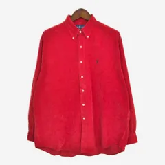 90年代 RALPH LAUREN ラルフローレン BLAKE ボタンダウン コーデュロイシャツ レッド (メンズ XL) 中古 古着 S1289