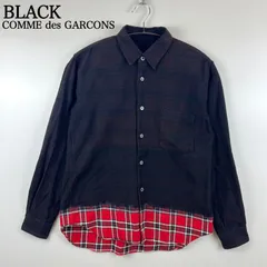 ブラックコムデギャルソン　パッチワーク　長袖　シャツ　メンズ　黒　レース　丸襟 ブラックコムデギャルソン パッチワーク 長袖 シャツ メンズ 黒