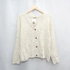 ◇ ⊇ ◎ ●美品● Samansa Mos2 ミドルゲージ ニット 長袖 カーディガン サイズF オフホワイト系 レディース E  【1505130013641】