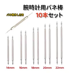 時計 バンド用 バネ棒 10本セット（14mmx2 16mmx2 18mmx2 20mmx2 22mmx2）バネ棒外し付き 腕時計 ベルト 時計バンド 交換工具 修理 汎用品 AU034のサムネイル