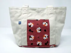 和粋屋 帆布猫柄三毛猫トート ランチトート バッグ 小物入れ 和柄 和装小物 着物 浴衣 三毛ネコ みけねこ キャリコ プレゼント おしゃれ