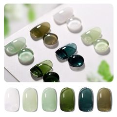 GAOY ジェルネイル シアーカラージェル 6色セット 透け感 ホワイト ジェルネイルセット ポリッシュタイプ セルフネイル UV・LED対応 初心者＆プロ適用（エメラルドグリーン）