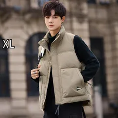 [XL]秋冬 コーデ メンズ  服 シンプル ファッション オシャレ 大人 かっこいい 大きいサイズ ストリート 紳士服 スタンドカラー ダウン ベスト アウター 軽 暖かい ジャケット アウター カジュアル