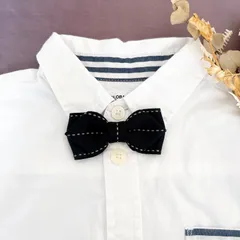 【匿名配送】ベビーからキッズ蝶ネクタイ　黒ステッチ入り　七五三　結婚式　発表会　入園式　ハンドメイド　写真撮影