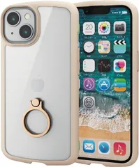 156 エレコム iPhone 14 / 13 ケース カバー リング付き 耐衝撃 衝撃吸収 TOUGH SLIM LITE [全周配置のエアクッションが衝撃を吸収] ストラップホール付き フレームカラー(アイボリー) クリア PM-A22ATSLFCRIV