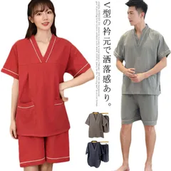 甚平 メンズ レディース 2点セット 半袖 Vネック トップス 綿 コットン ハーフパンツ ウエストゴム セットアップ 涼しい 男性 じんべえ 寝巻き ルームウェア なつ 父 母 プレゼント ギフト#wxn08585