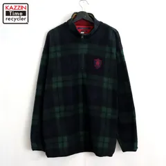 90s vintage TOMMY HILFIGER ブロックチェック柄 ハーフジップ フリースジャケット メンズ 表記Lサイズ