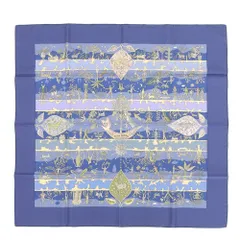 【HERMES】エルメス カレ90 River fertiles 肥沃な川 シルク 青 レディース スカーフ