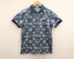 マーク＆ロナ ポロシャツ 総柄 ネイビー 46 ドクロ メンズ マーク＆ロナ ポロシャツ 総柄 ネイビー 46 ドクロ メンズ