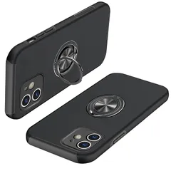 iPhone 11 ケース リング付き PC TPU 耐衝撃 一体型 携帯カバー アイフォン 11 ケース 指紋防止 360°回転 スタンド機能 車載ホルダー対応 人気 衝撃吸収 傷つけ防止 ケース ブラック 1